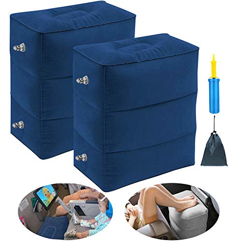 ZIQIAN Inflatable Travel Foot Rest Pillow Portable Adjustable Three Layers Height Foot Stool