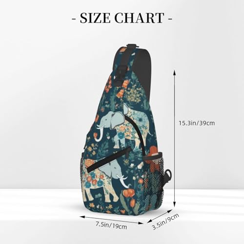Bolso bandolera unisex con patrón floral y elefante miniatura 3