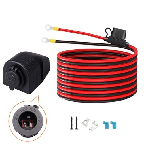 10900027 Fridge Freezer Wiring Kit and Threaded Socket Mount for Quick Installation onto 12V Battery Compatible with 12Volt Fridge Freezers