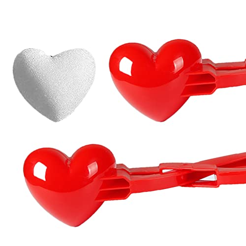 Formemory 雪合戦 雪玉づくり 大きいサイズ 雪だま製造機 ウィンタースポーツ 雪遊び道具 スノーボールメーカー 雪はさみ ゆきだま 雪合戦の秘密兵器 親子ゲーム 家族や友人 適用年齢6歳 2個セット (ハート型) 6歳+以上