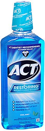 ACT Restoring Anticavity Fluoride Mouthwash Cool Mint 18 oz (Pack of 2)