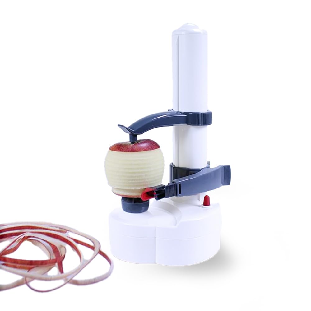 AMERTEER Electric Peeler Machine, Automatic Rotating Peeling Machine for Potato, Effortlessly Peel Vegetables and Fruit Safe & Easy to Use, No Need for Manual Efforts Hands-Free and Convenient (White)