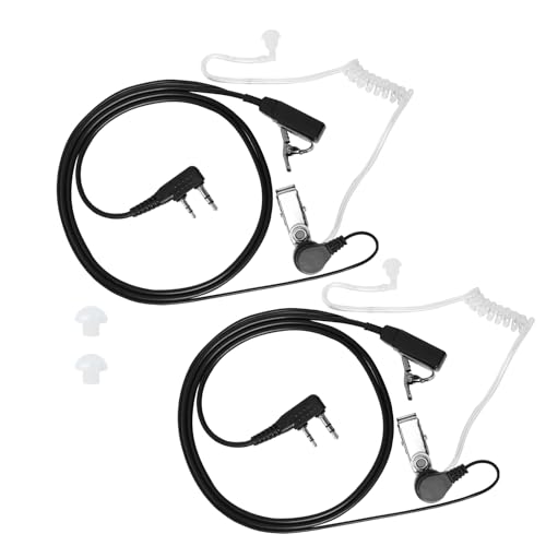 EuAcesry Lot de 2 écouteurs de sécurité K 2 broches avec bouton PTT, compatible avec radio bidirectionnelle Ken-Wood Bao-Feng UV5R 888S RT24 RT27 HE-Senate HT999 150 cm