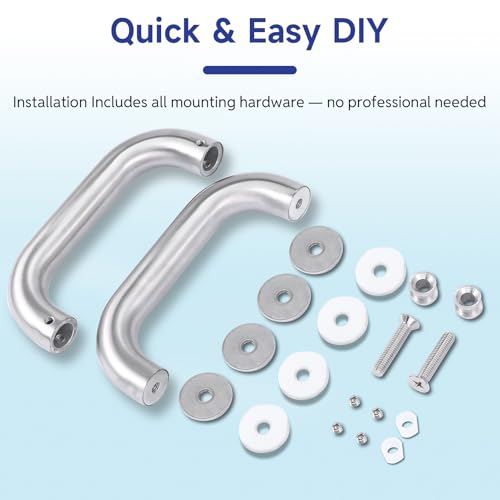 Image of 6'' (CTC) Shower Door Handle Fits 1 /4 inch to 1 /2 inch Thick Glass, Brushed Nickel | 304 Stainless Steel Back to Back Shower Door Replacement Handles for Sliding, Frameless Glass Shower Doors Pull Handle