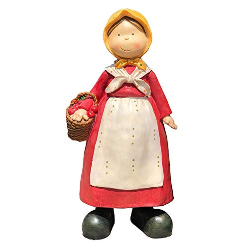 Sunferkyh Sculpture Garden Resin Sculpture Ornament American Countryside Garden Landscape Courtyard Outdoor Floor Decoration Boy And Girl Character (Color : Red, Size : 31x25x60cm)