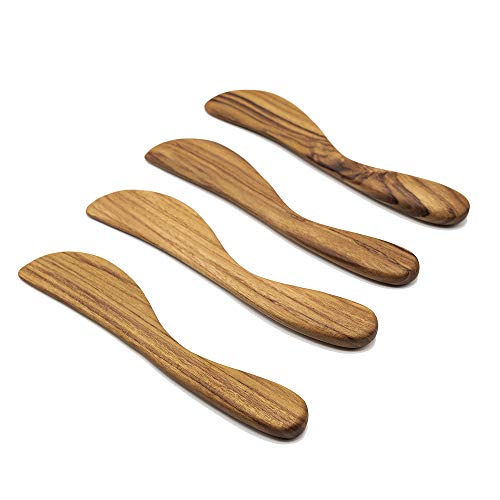 Butter Spreader Faay - 75 Butter Knife Eco-Friendly Condiment Knives from 100 Moist-Resistant Teak Wood Super Handy Kitchen Utensils Peanut Jelly Spreader Set of 4