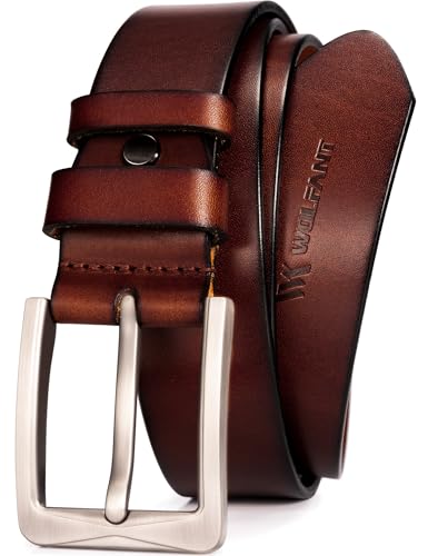 WOLFANT 1.5' Full Grain Leather Belt for Men in Gift Box,100% Italian Real Solid Leather