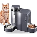 Gardner Pet 6L 大容量 ステンレスx2 無電重力式 自動給餌器 猫 犬【給餌器3L＋給水器3L】一体型 おしゃれデザイン 自動餌やり機 ステンレス製ボウル 取り外し可能 丸洗い可能 犬猫兼用 留守番 長持ち モダンデザイン 屋内屋外 自由設置 ボウルは180°回転可能 無電でも先端設計 機械美(グレー)