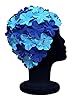 CHEX Anzio Thermal Rubber Floral Ladies Classic Retro 3D Flower Petal 2 Colour Stylish Vintage Swimming Hat Swim Cap Generous One Size Adults (Navy Blue/Light Blue) #3