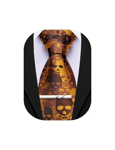 Image of Barry.Wang Silk Ties for Men Fun Necktie and Tie Clip Set for Wedding Party Business Formal Extra Long