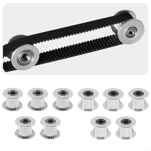 Juego de 5 poleas tensoras para correa dentada 2GT con 20 dientes, diámetro de orificio de 5 mm, adecuado para uso con correas dentadas de 10 mm para equipos de impresora 3D (B)