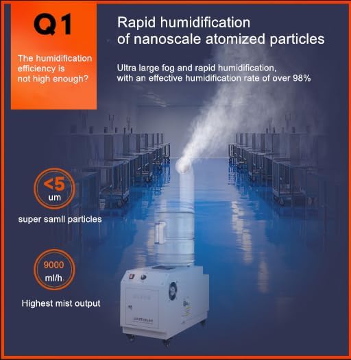 Miniatura 2 de Humidificador industrial 304.3 fl ozh Humidificador comercial de salida de niebla más alta de acero inoxidable, humidificador de niebla fría,