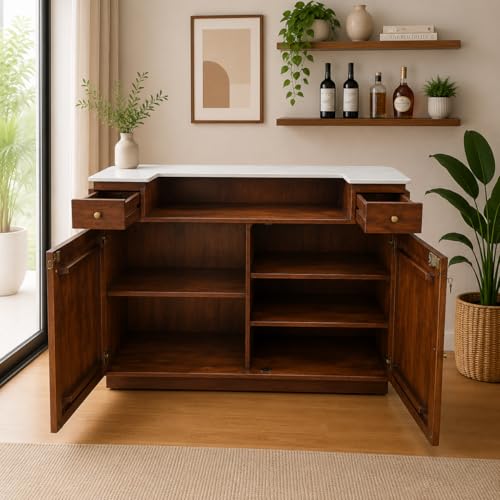 Image of The Attic Jalsa Bar Cabinet, Teak Finish