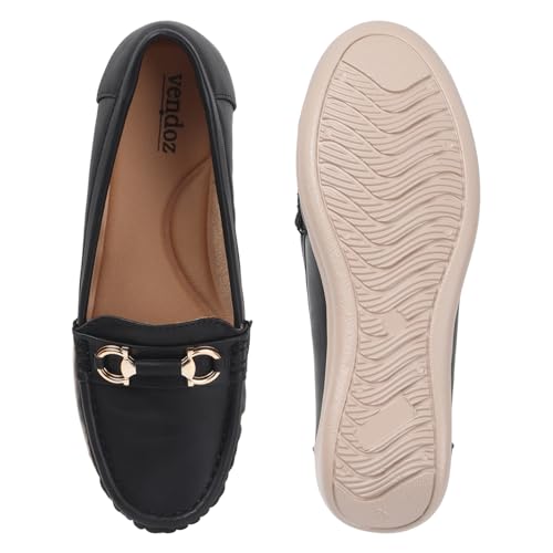 Image of Vendoz Women Comfortable Slip On Formal Loafer for Women | Stylish Fashion Moccasins Range | Cushioned Footbed Finish | Flexible | 1 Inch Heel Height| Formal Office Wear Shoe