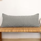 JoraLion 14x36 inch Boucle Lumbar Pillow Cover, Light Gray Woven Texture Neutral Long Pillow Cover Breathable Cushion Case for Couch Sofa Bed Living Room Home Decor (Cover Only)