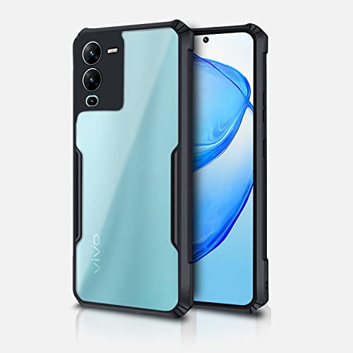 Image of Pikkme Vivo V25 Pro 5G Back Cover | Crystal Clear Transparent Back | Ultra Hybrid | Full Camera Protection | Raised Edge | Bumper Back Case for Vivo V25 Pro 5G (Black)