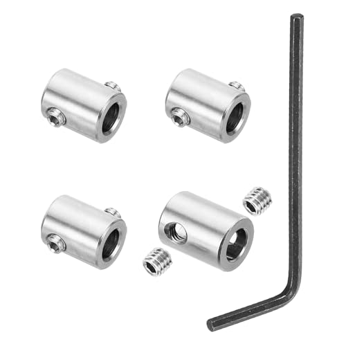 PATIKIL 4mm Hole Wire Rope Clips Set, 4 Set 304 Stainless Steel Double Holes Lock Cable Clamps Clip with M4 Hexagon Screws Spanner for Cable Fitting, Silver 8x10mm