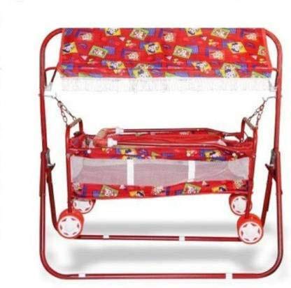 Baby Cradle Cot Cum Stroller with Stylish Bassinet for Babies (Red)