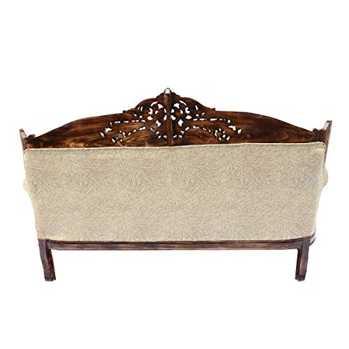 Image of Wooden 5 Seater Sofa Set, Solid Wood Sofa | 3+1+1 with Cushion Seating | Traditional Design Furniture for Living Room | Home | Bedroom | Office