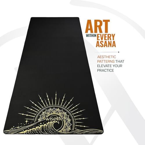 Image of WiseLife Grande XL 6 MM TPE Yoga Mat for Men & Women | Extra Thick, Long & Wide Premium Exercise Mat with Yoga Strap | Anti-Slip & Anti-Tear Ideal for Yoga, Pilates, Home Workouts & Gym Use (Black XL)