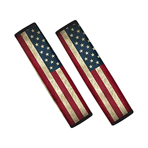 Binienty Lot de 2 coussinets en néoprène pour ceinture de sécurité - Motif drapeau américain tendance Cover