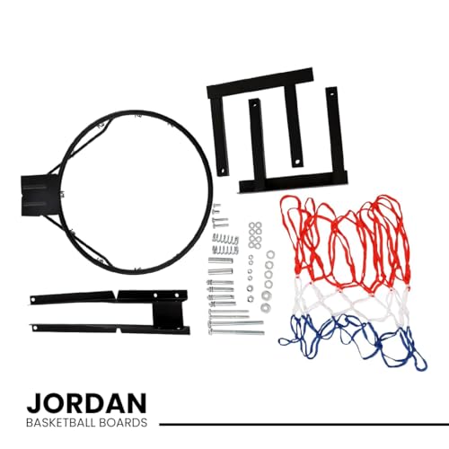 Image of COUGAR Jordan Basketball Backboard 110x75 cm | Wall Mount Shatterproof Acrylic Board with 16mm Steel Ring 45 cm Dia and Net for Outdoor Court Practice and Home Use
