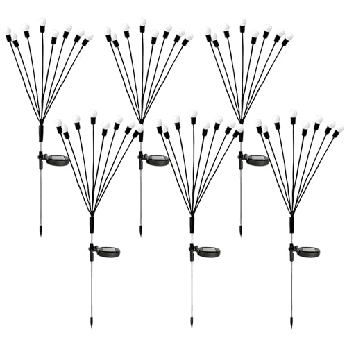 Lampe solaire lot de 6 avec 8 têtes lumineuses colorées étanches pour terrasse et cour
