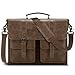 RAINSMORE Messenger Bag Briefcase for Men Waterproof PU Leather Laptop Bag 15.6 Inch Vintage Satchel Bag for Work Business Office College Dark Brown