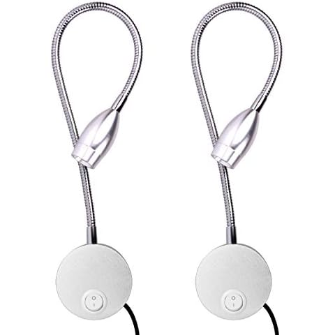 Reading Lamps, LED Wall Mounted Reading Light for Bed Headboard Goose Neck Plug Wired Sconce Lamp (2 Pack, 3000K Warm White) Cover