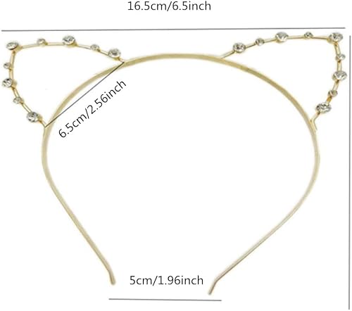 Jilukibo Rhinestone Ars Headband Pearl Crystal Kitty Hair Band For Women Girls, Lovely Alloy Rs Hair Hoop For Halloween Cosplay Costume Party (Gold) #TOP1