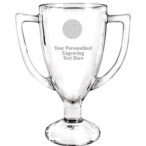 Image of Crown Awards 7 inch Custom Engraved Cup Trophy, Personalized Glass Cup Award with Your Text