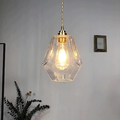LLXDFUU Iluminación de suspensión vintage geométrica nórdica Nuevas luces colgantes tipo loft americano E27 Kit de iluminación de luz colgante de vidrio retro Minimalista Granja Lámparas de cocina res