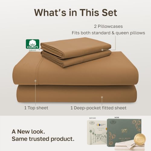 California Design Den 600 Thread Count Full Size Sheet Sets, Honey Caramel - image 3