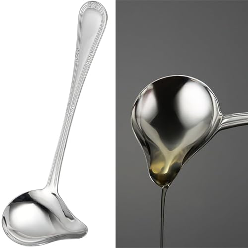 2PCS Sauce Ladle Small Soup Ladle,7.8inch Small Spoon,Gravy Ladle Sauce Ladle,Stainless Steel Sauce Drizzle Spoon,Spoon with Pouring Spout, for Soup Sauces, Gravies, Dressings.