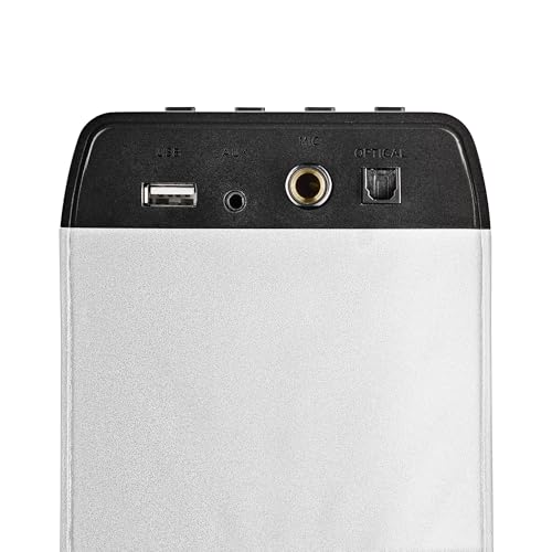 NGS Sky Charm Pro White 50 W wieża dźwiękowa z Bluetooth 5.4, optyczna, USB, AUX-IN, radio FM, funkcja nadawania, mikrofon do karaoke, pilot zdalnego sterowania, biały