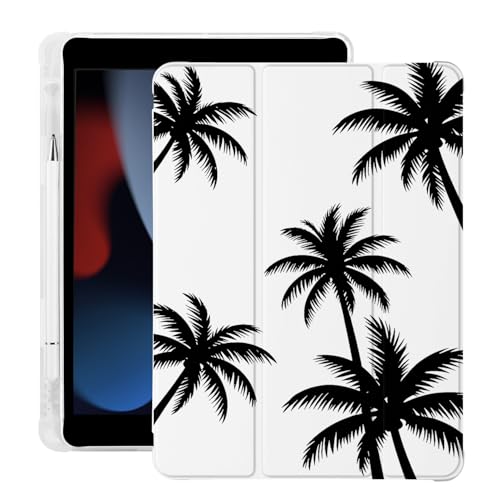 Housse iPad mini 7 A17 Pro 2024 palmier noir avec étui TPU souple blanc