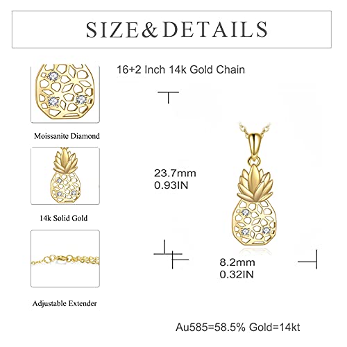 KECHO 14k Solid Gold Pineapple Necklace for Women, Fine Jewelry Christmas Gifts for Wife Girlfriend Daughter (Pineapple) - Image 6