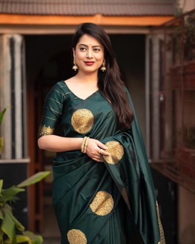 Image of C J Enterprise Women's Pure Soft Silk Saree With Blouse Piece For Wedding