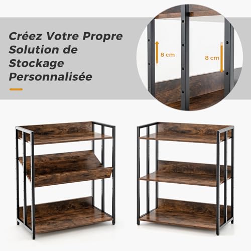 Bibliothèque industrielle 3 niveaux métal 110 kg COSTWAY