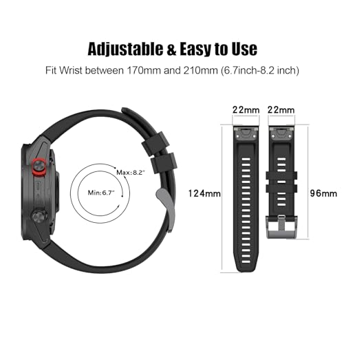 Image of Compatible with Garmin Fenix 7 Watch Band, Silicone Sport Strap for Fenix 6 /6 Pro, 5 /5 Plus, Epix,Instinct Crossover,Approach S60 S62, Forerunner 945, Quatix 6 (No Watch)