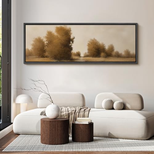 Image of MUDECOR Large Framed Canvas Print Wall Art Autumn Dirt Road for Living Room