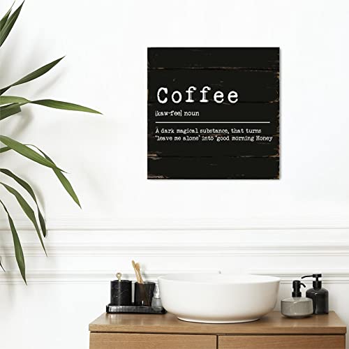 Panneau mural en bois Coffee Definition pour une déco de cuisine moderne et chaleureuse