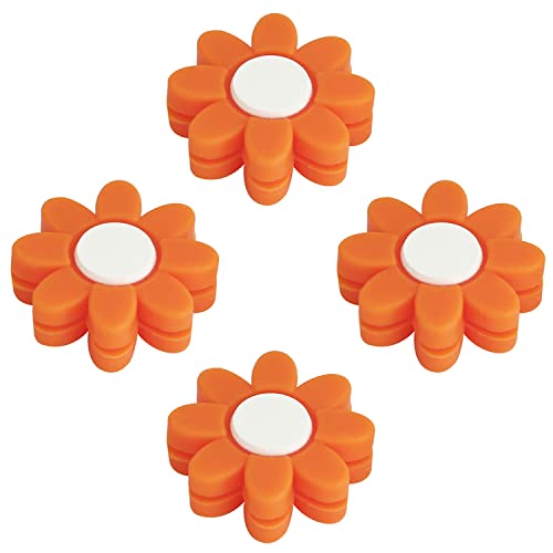 ZRM&E Tennis Racquet Dampener 4PCS Orange Flower Shape Rubber Tennis Racket Damper Shock Absorber