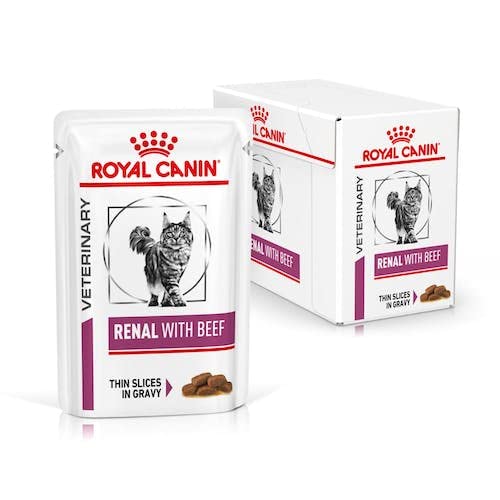 Royal Canin Veterinary Renal Beef | Doppelpack | 2 x 12 x 85 g | Diät-Alleinfuttermittel für ausgewachsene Katzen | Zur Unterstützung bei Nierenproblemen | Im Frischebeutel