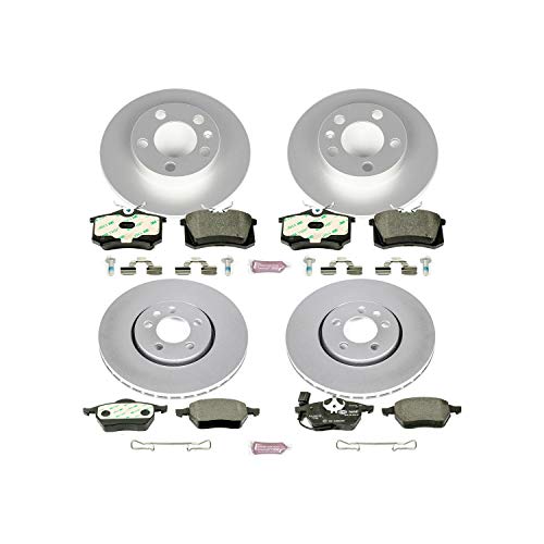 Image of PowerStop Euro-Stop Fully Coated Front and Rear Brake Kit For Volkswagen Beetle 1999-10 |Golf 1999-06 |Jetta 1999-05 - ECE-R90 Certified Brake Pads + Disc Rotor Upgrade, ESK899