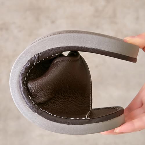 Men's Leather Sandals - Indoor/Outdoor Open-Toe Summer Slippers with Non-Slip Sole3