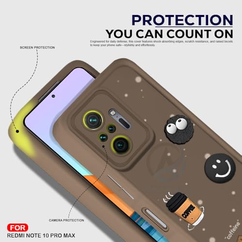 Image of AESTMO Back Case Cover for Redmi Note 10 Pro /Pro Max Cover | Cute Fun Cartoon | Coffee Silicone Case | Full Body Protection | Camera Protection Back Cover for Redmi Note 10 Pro /Pro Max (Brown)