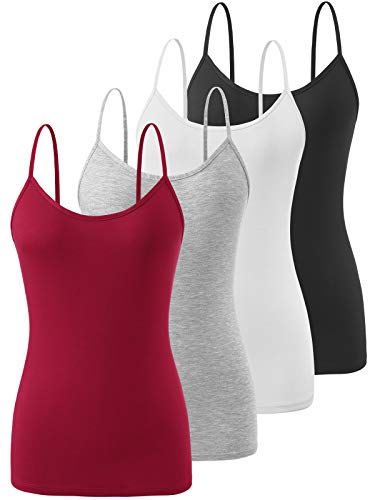 Image of Air Curvey 4 Pack Camisole Tops for Women Basic Undershirt Tanks Adjustable Spaghetti Straps Camis Seamless Soft Layering Top