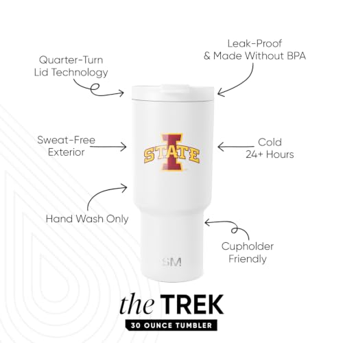 Image of Simple Modern Iowa State Cyclones Tumbler with Straw | 30oz | Collegiate | Trek Officially Licensed Iowa State University Insulated Water Bottle, Travel Mug | Football Gift for Men, Dad, Him, Her
