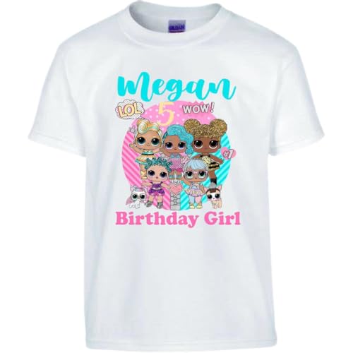 Custom shirt for birthday girls LOL, add name and age, family matching birthday, custom t-shirts girls LOL